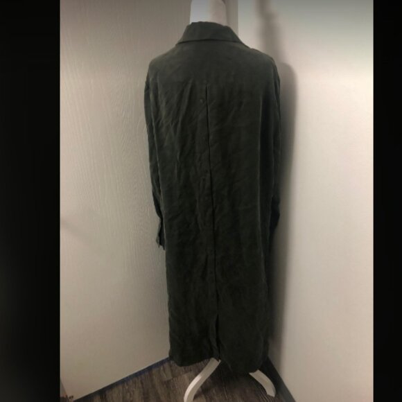 AllSaints Anya Green Shirt Dress Buttoned Sz L - Picture 8 of 9